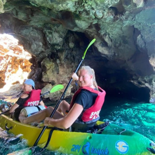 Excursión en Kayak a Cuevas & Snorkel con Fotos (Binibeca, Menorca)