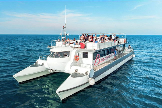 Paseo en Catamarán hacia Cova Tallada y Opción a Parada de Baño (Denia, Alicante)