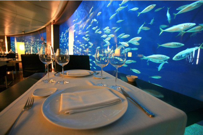 Cena en el Restaurante Submarino Oceanogràfic (Valencia)