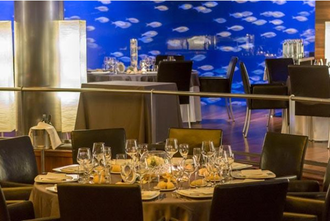Cena en el Restaurante Submarino Oceanogràfic y Visita Guiada al Estadio de Mestalla para dos (Valencia)