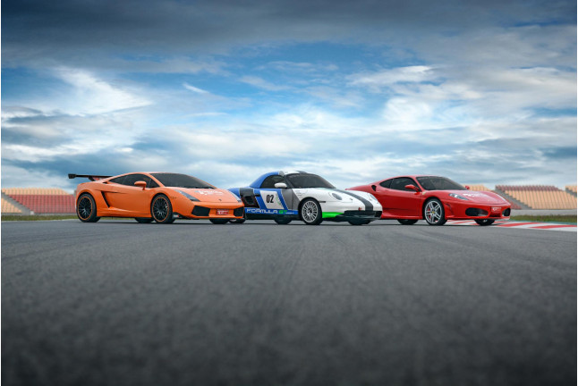 Trío de Coches: Ferrari, Lamborghini y Porsche + Vuelta en Coche de Alta Gama (4 Circuitos Largos)