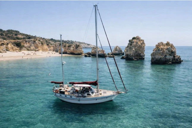 Salida Privada en Velero con Brunch o Comida en Bahía de João d'Arens (Portimão, Algarve)