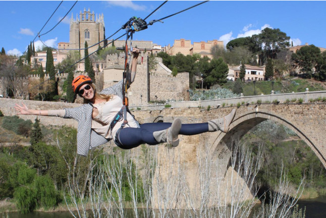 Salto en Tirolina sobre el río Tajo con Foto para 2 o 4 personas (Toledo)