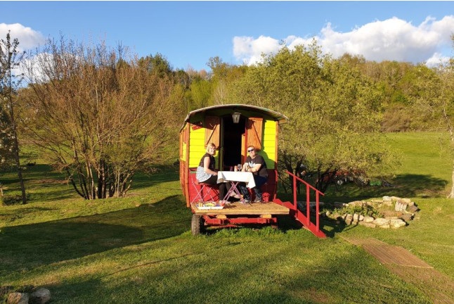 Nuit dans une Roulotte Bohème avec Dîner à la Maison du Bonheur  (Anlhiac, Dordogne - 24)